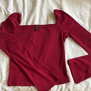 💗 long sleeve, red, square cut chest top
